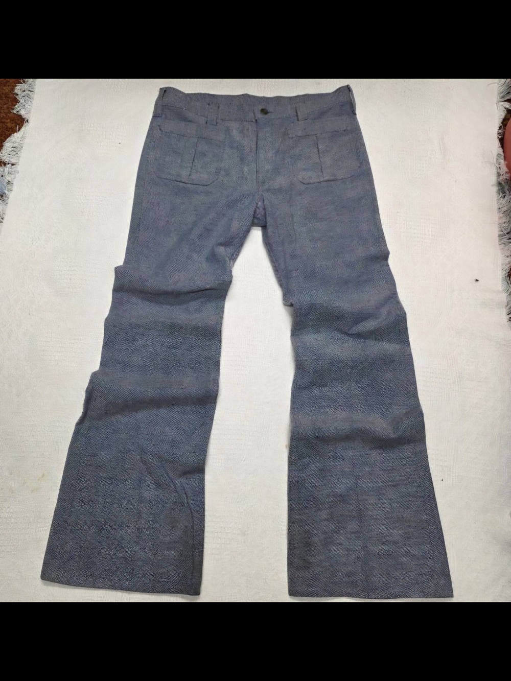 70's Lee-Prest 4-patch Utility Trousers 34×33 Neppy Chambray Vintage Jeans